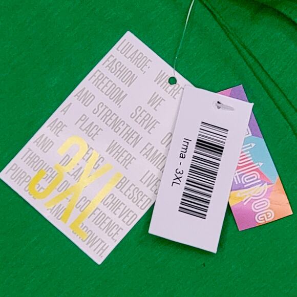 LuLaRoe Irma Tunic 3XL Solid Kelly Green St. Patrick’s Day High Low Dolman Tee - Picture 3 of 9